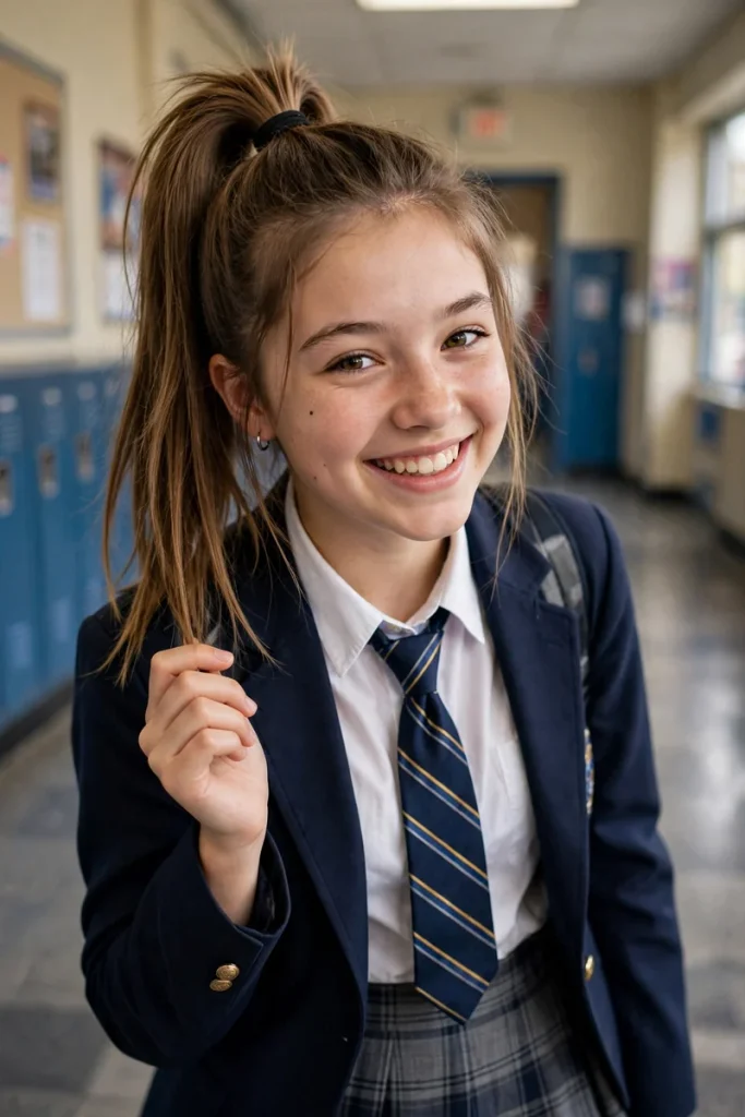 school 01 high ponytail