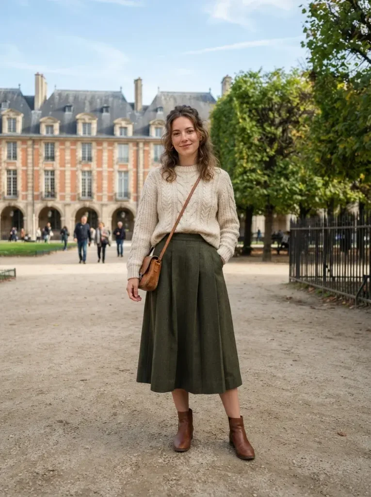 16 Fall Work Outfits, Built Around the One Piece You Decide On First 14 A chunky cable knit tucked into a midi skirt