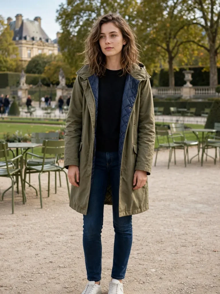 A midweight coat with a removable liner worn open or zipped depending on the day 768x1024 1