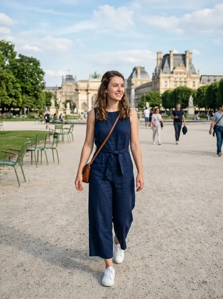 15 Early Fall Outfits for the Weeks You Can't Trust the Weather 8 A sleeveless jumpsuit worn alone