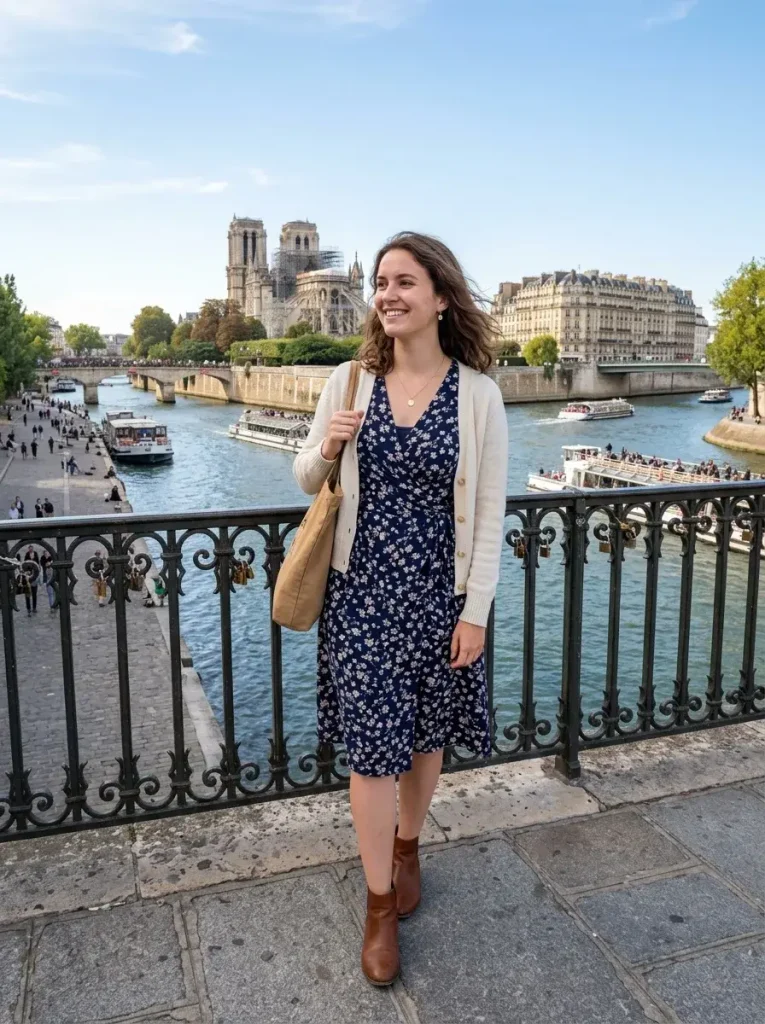 16 Fall Work Outfits, Built Around the One Piece You Decide On First 8 A wrap dress with a cardigan layered over it