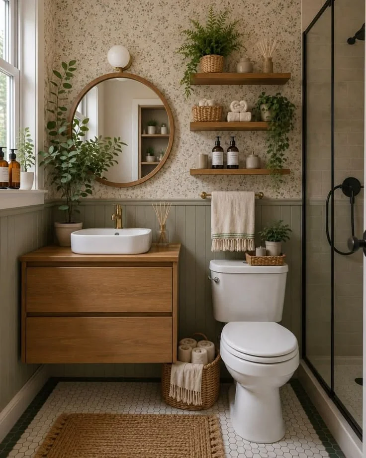 18 Guest Bathroom Ideas So Good Your Visitors Might “Accidentally” Stay Longer 14 Add Greenery for a Fresh Look
