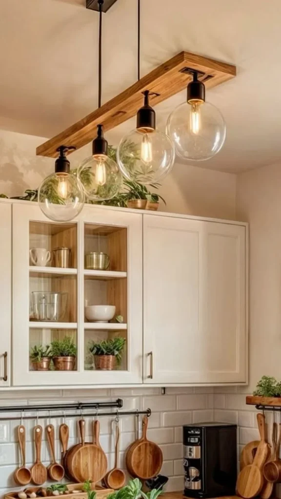 19 Kitchen Corner Ideas That Instantly Make Your Space Look Expensive (Without a Full Remodel) 12 Add Statement Lighting