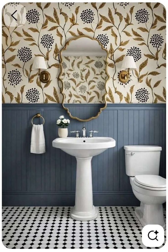 18 Guest Bathroom Ideas So Good Your Visitors Might “Accidentally” Stay Longer 1 Add a Bold Wallpaper Moment 1