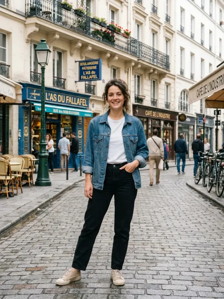 15 Early Fall Outfits for the Weeks You Can't Trust the Weather 3 An unlined denim jacket over a short sleeve top