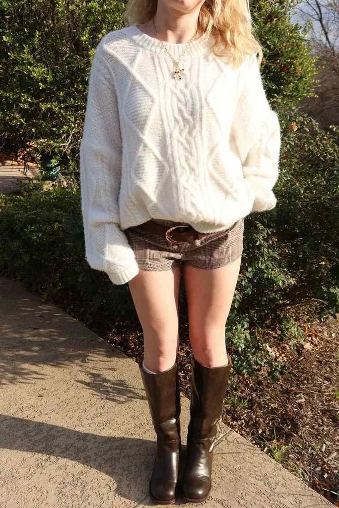 Your Autumn Cart Is Calling: 17 Shein Fall Outfits With Major Style 11 Asymmetrical Sweater With Coated Mini Shorts