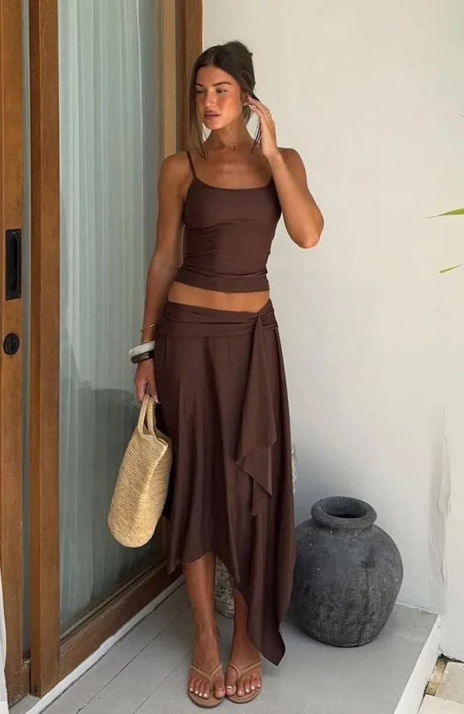 Plans Tonight? These 14 Going Out Fall Outfits Have You Covered 13 Backless Knit Top With a Suede Maxi Skirt