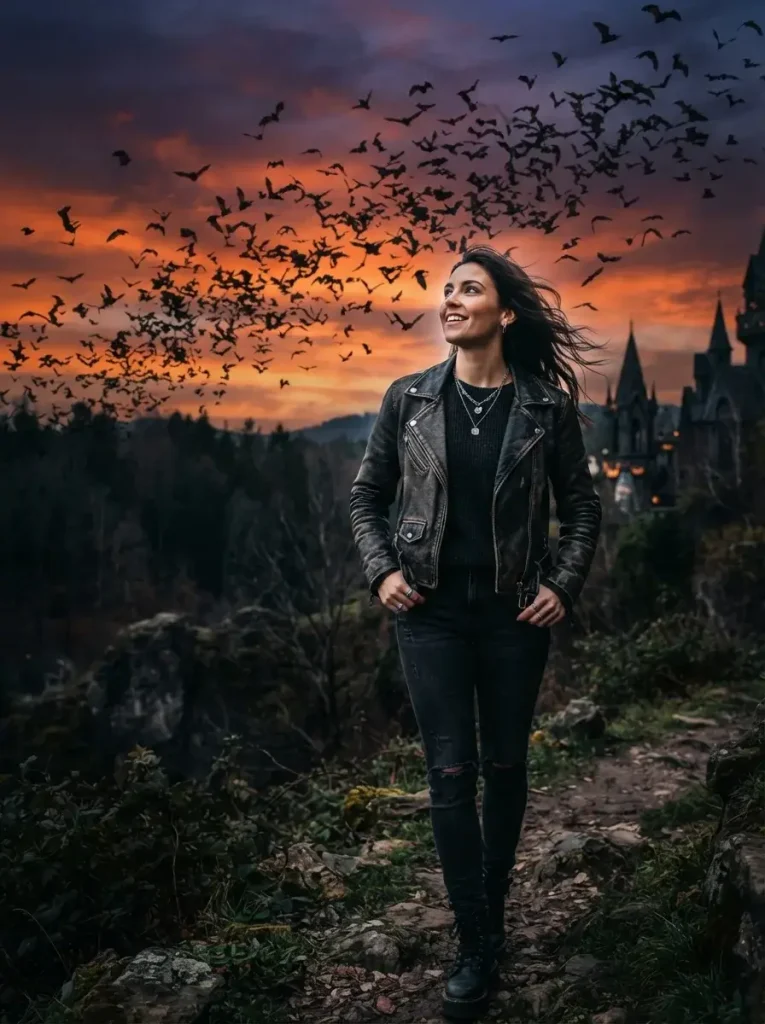 17 Halloween Wallpaper Ideas, Decorated Room by Room for Your Phone Screen 11 Bat Swarm at Dusk Halloween Wallpaper Ideas