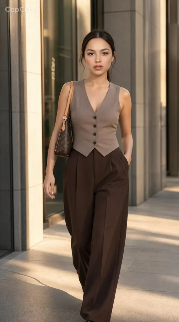 Workday Style Made Simple: 17 Office Fall Outfits to Wear on Repeat 3 Belted Waistcoat With Tailored Trousers