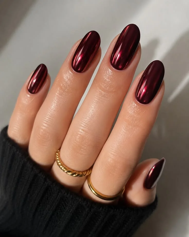Your Fall Mani Just Got Shinier: 15 Fall Chrome Nails That Feel So Chic 7 Black Cherry Chrome Nails