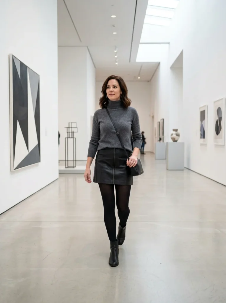 15 Fall Outfits for Women That Create Effortless Autumn Style Everyone Loves 14 Black Skirt With a Warm Sweater 1
