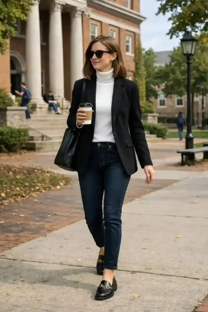 Cozy, Chic, and Easy: 17 Fall Fashion Outfits Ideas You’ll Want to Recreate 10 Blazer With Jeans and Loafers