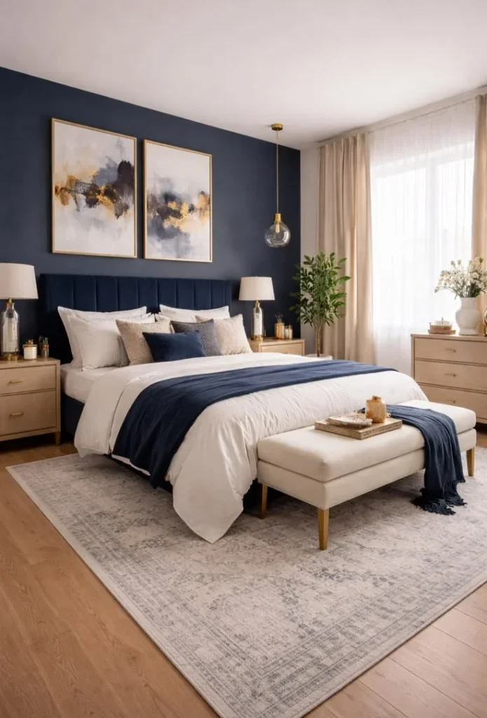 18 Blue Bedroom Ideas That Are Giving “Main Character Energy” Right Now 5 Blue Accent Wall Behind the Bed
