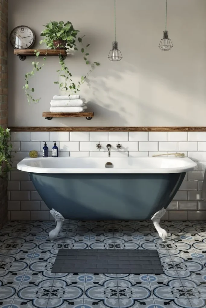 19 Blue Bathroom Ideas That Look Straight Out of a Pinterest Dream Board 13 Blue Freestanding Bathtub