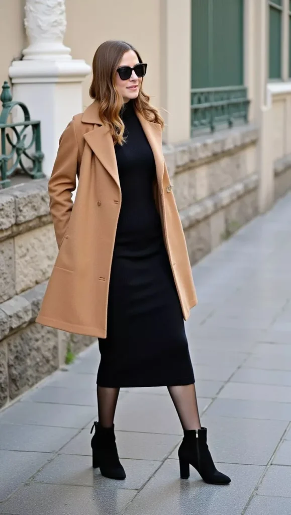 Your Closet Will Feel Brand-New with These 16 Dress Outfit Ideas 9 Bodycon Dress with a Long Coat