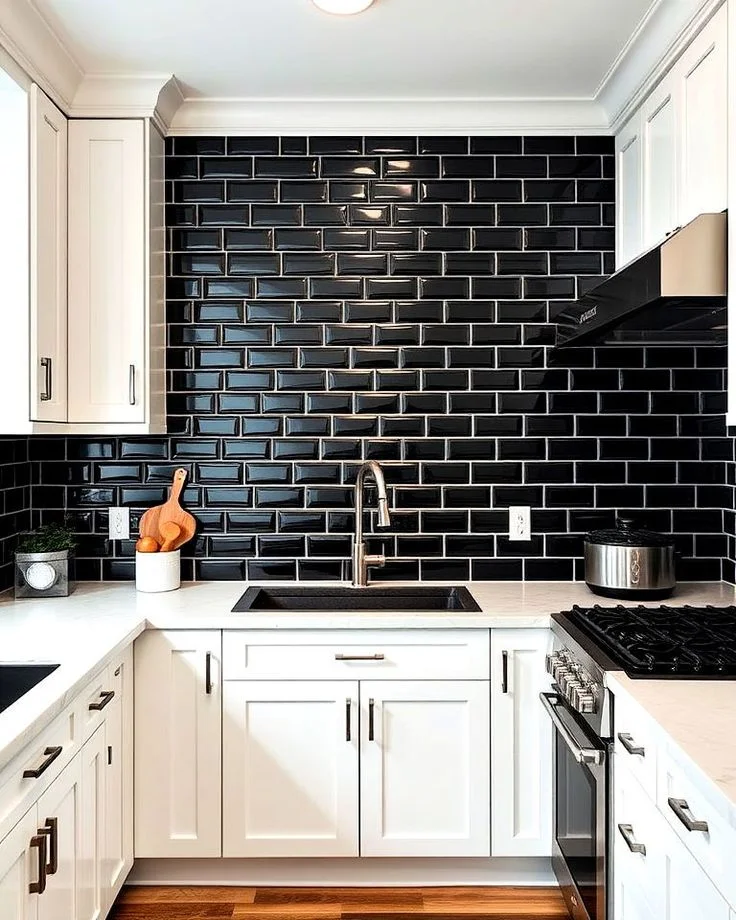 17 Kitchen Backsplash Ideas That Are So Chic, You’ll Suddenly Want to Cook Every Night 5 Bold Black Backsplash