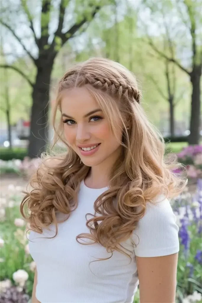 16 Prom Hairstyles for Medium Length Hair That Look Expensive and Totally Pinterest-Worthy 10 Braided Headband With Loose Curls