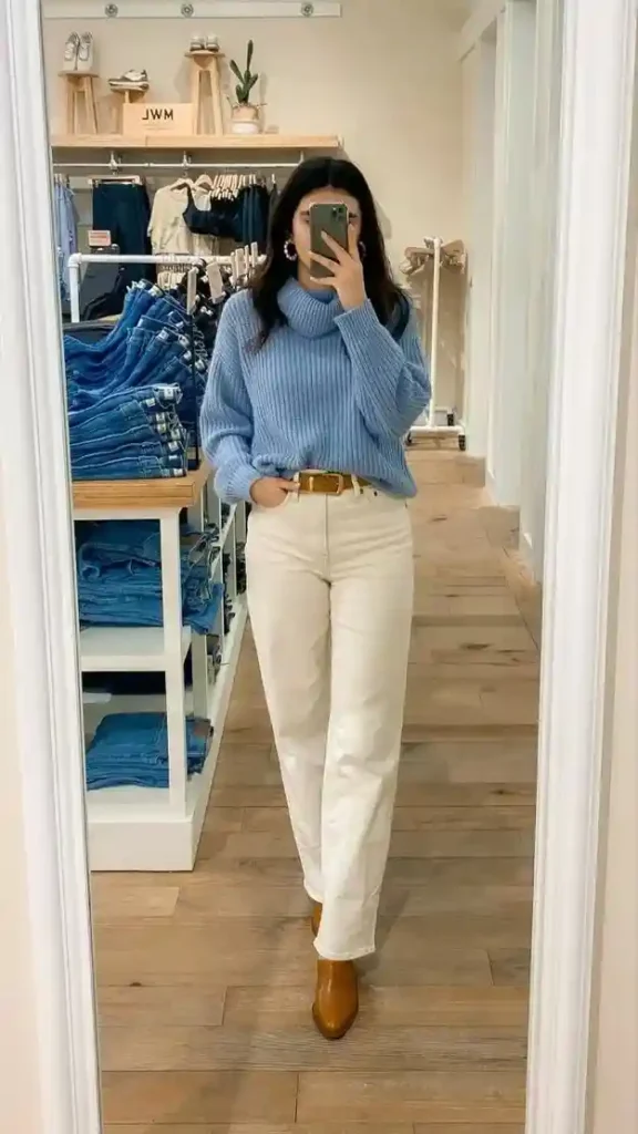 Cozy Meets Chic: 14 Fall Sweater Outfits You’ll Want to Wear on Repeat 12 Bright Sweater With Neutral Bottoms