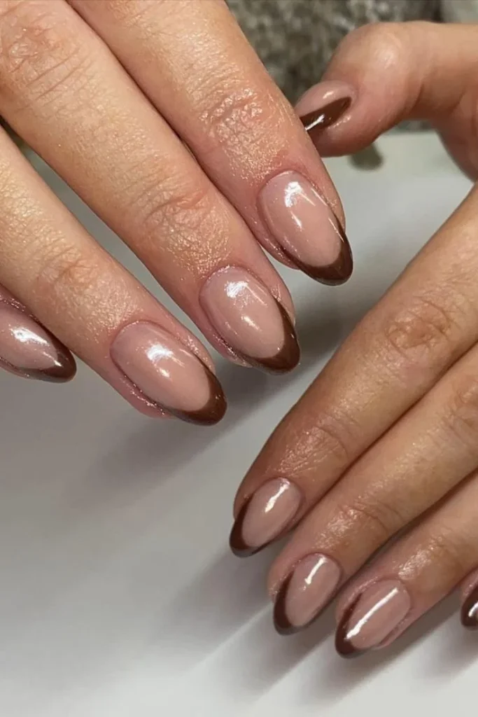 Your Fall Mani Just Got Shinier: 15 Fall Chrome Nails That Feel So Chic 12 Brown Chrome French Tips