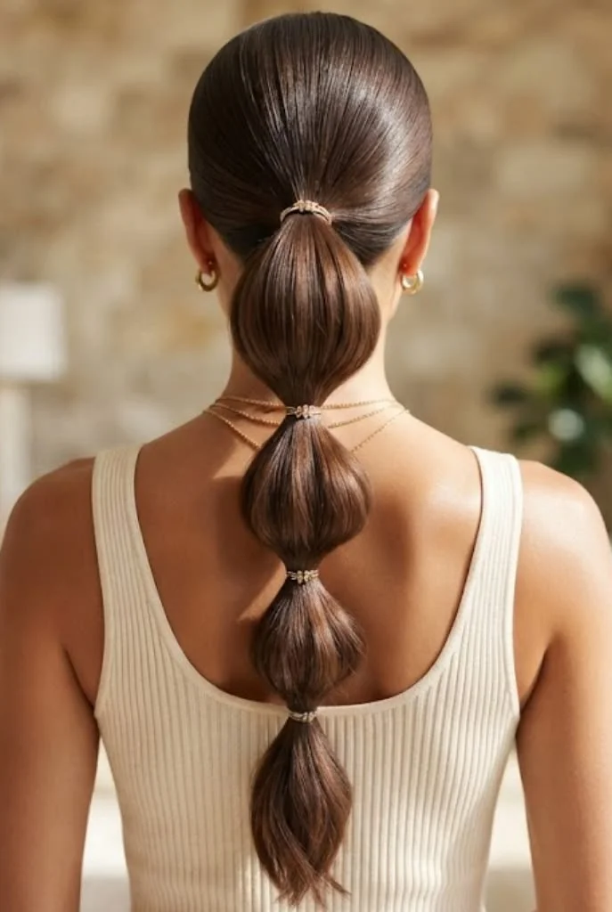 16 Prom Hairstyles for Medium Length Hair That Look Expensive and Totally Pinterest-Worthy 9 Bubble Ponytail 1
