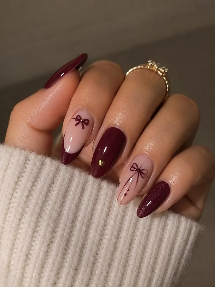 13 Fall Aesthetic Nails That Make Every Autumn Outfit Feel More Put Together 6 Burgundy Almond Nails