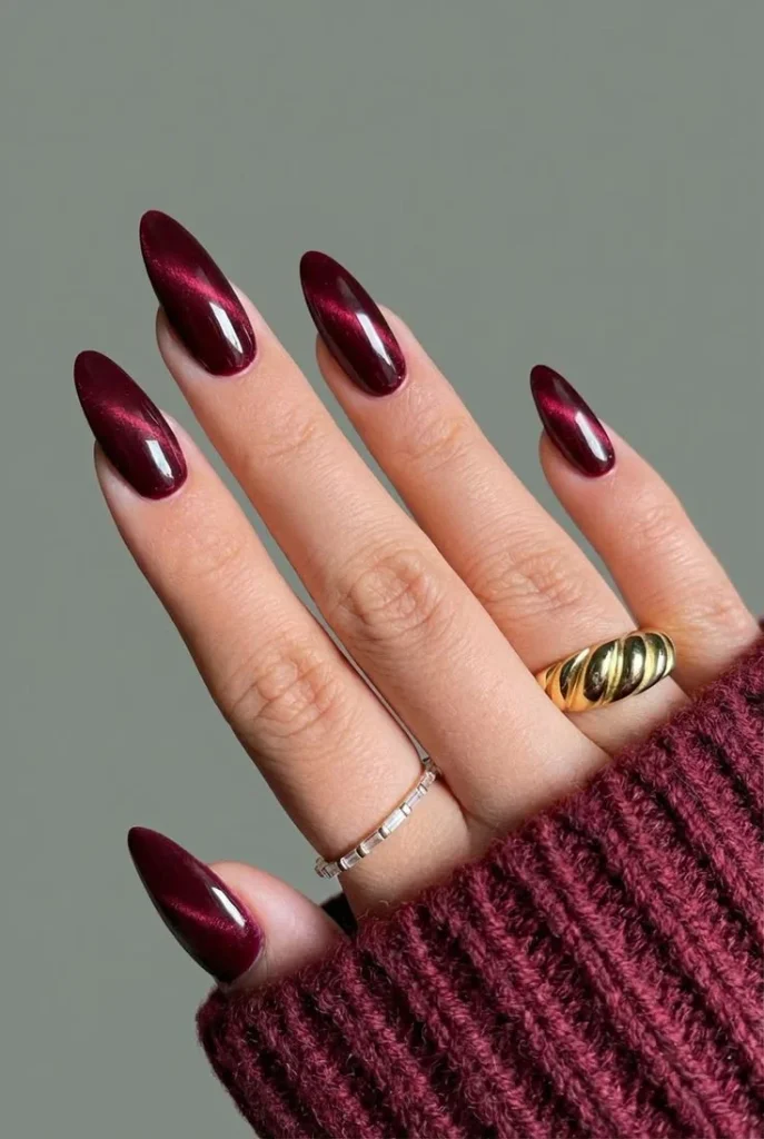 Fall Gets a Little More Magical With These 14 Fall Cat Eye Nails 2 Burgundy Cat Eye Nails