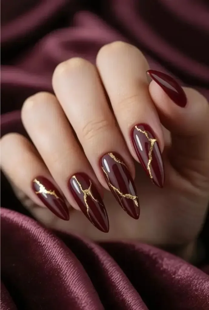 Red Fall Nails Are Having a Moment: 15 Red Fall Nails That Feel Perfect for the Season 12 Burgundy Nails With Gold Lines