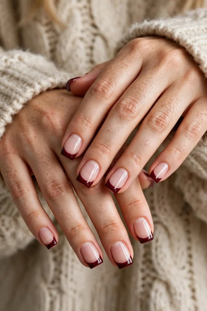 16 Simple Fall Nails That Look Expensive But Are So Easy to Recreate 5 Burgundy Tips Bare Base
