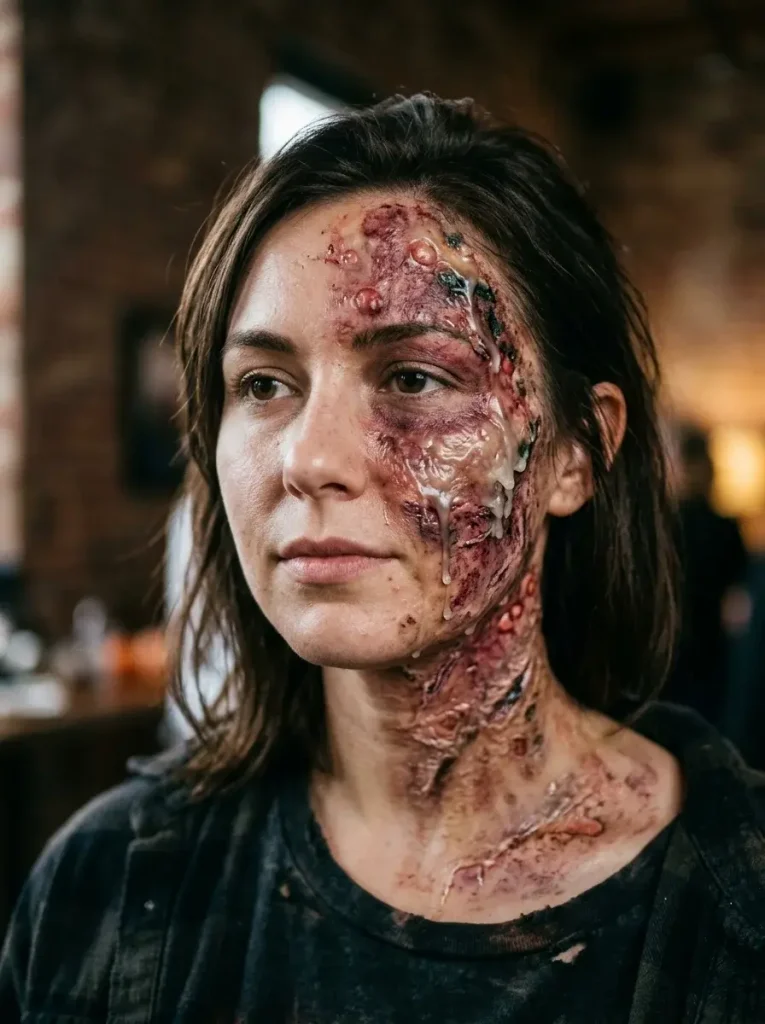 16 Halloween Makeup Looks, Sorted by How Much Time You Actually Have 13 Burn Victim Melted Wax Effect