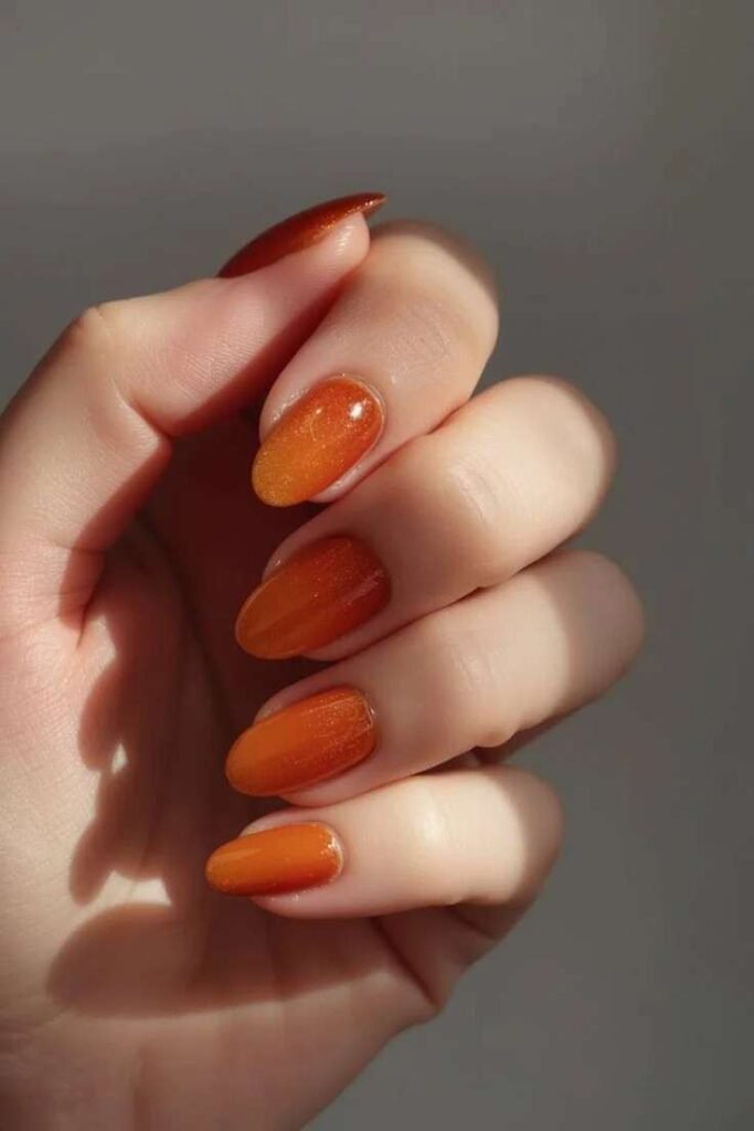 14 Fall Aura Nails That Make Autumn Colors Feel So Much More Interesting 2 Burnt Orange Aura Nails