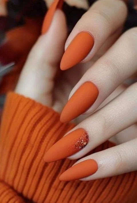 18 Fall Almond Nails That Will Make You Ditch Your Basic Manicure Forever 3 Burnt Orange Matte