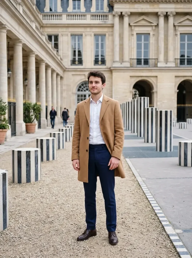 14 Fall Outfits Men Will Want to Wear This Season for Effortless Style 7 Camel Coat With Minimal Basics