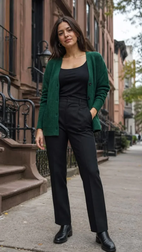 Fall Office Style Made Easy: 15 Fall Business Casual Outfits That Look Effortlessly Polished 10 Cardigan Tank and Trousers
