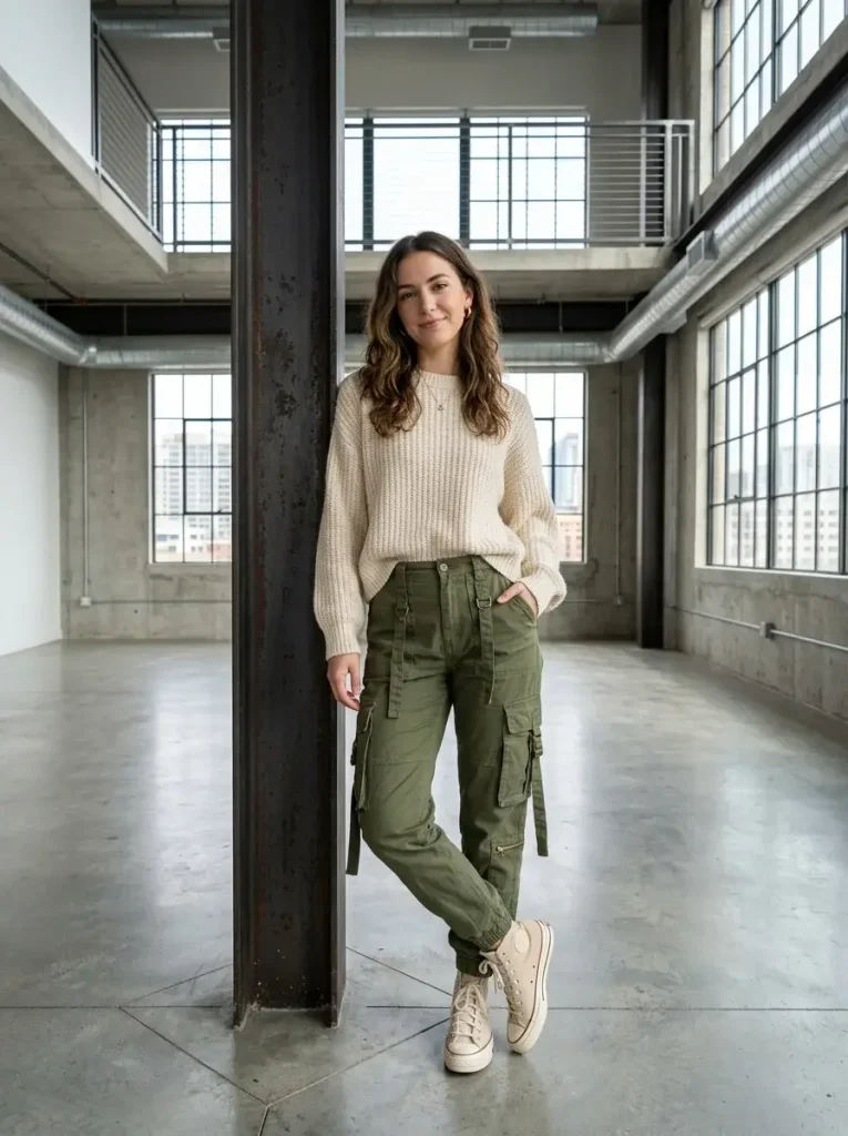 15 Fall Outfits for Women That Create Effortless Autumn Style Everyone Loves 13 Cargo Pants With a Soft Knit Sweater