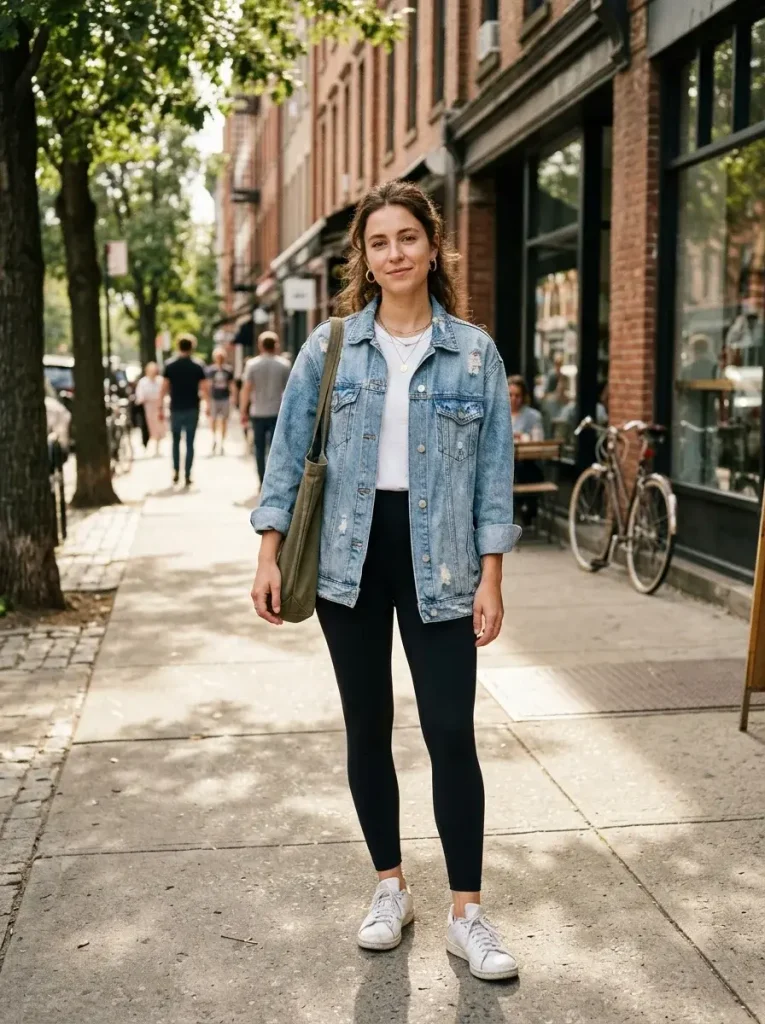 15 Casual Fall Outfits That Look Effortlessly Stylish for Everyday Days 11 Casual Black Leggings With an Oversized Jacket