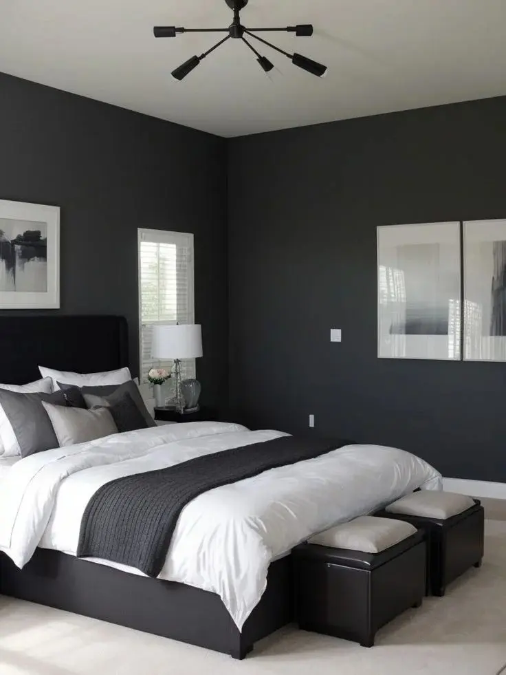 18 Grey Bedroom Ideas That Look Straight Out of a Luxury Pinterest Board 2 Charcoal Grey Accent Wall Drama