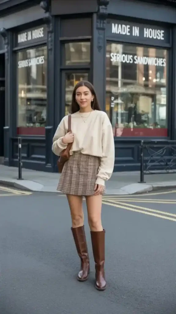 Cute, Cozy, and Photo-Ready: 13 Fall Outfits Pumpkin Patch Days Deserve 4 Checked Mini Skirt With a Henley Top