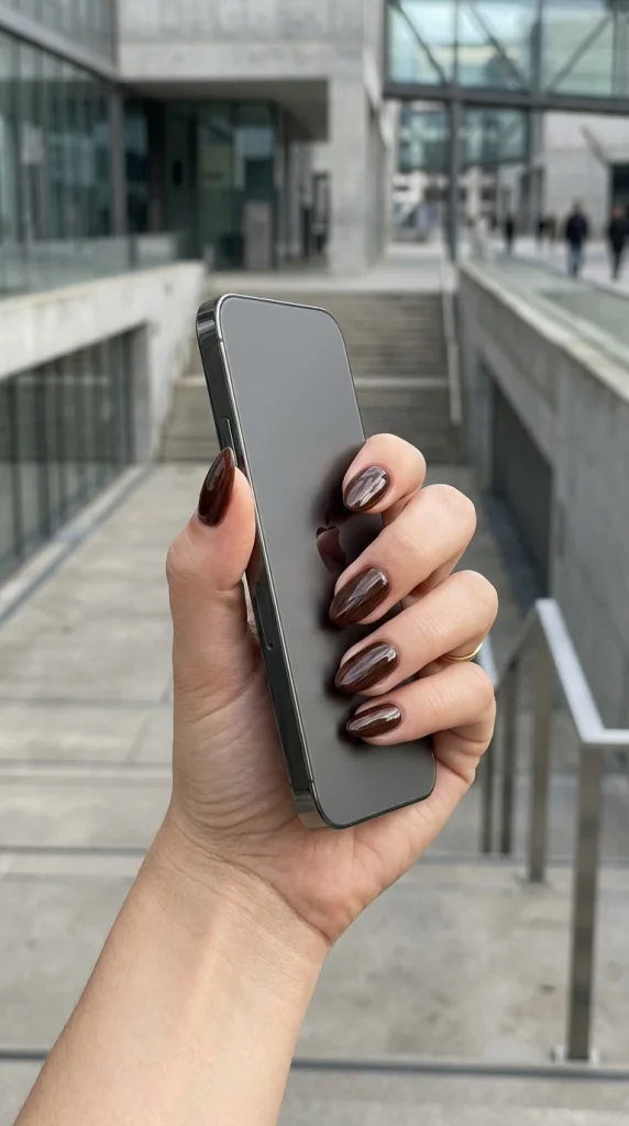 15 Fall Nail Ideas for a Cozy Autumn Manicure You’ll Love 2 Chocolate Brown Glossy Nails 2