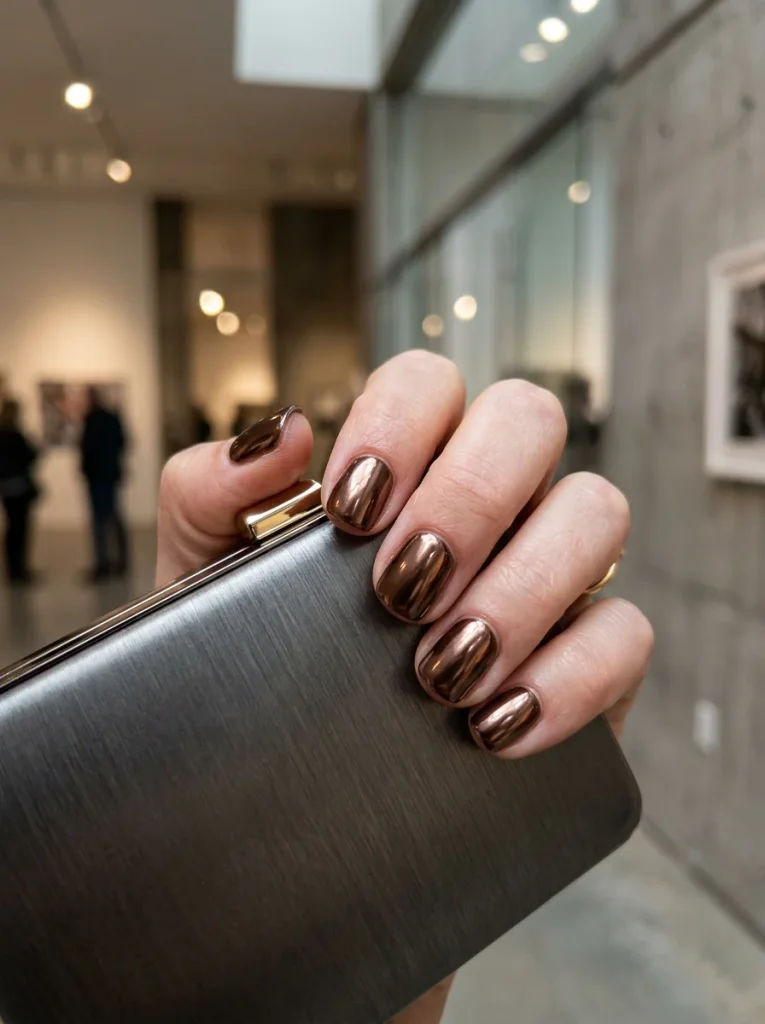 17 Short Fall Nails That Prove Less Length Means More Style This Season 12 Chocolate Chrome short fall nails
