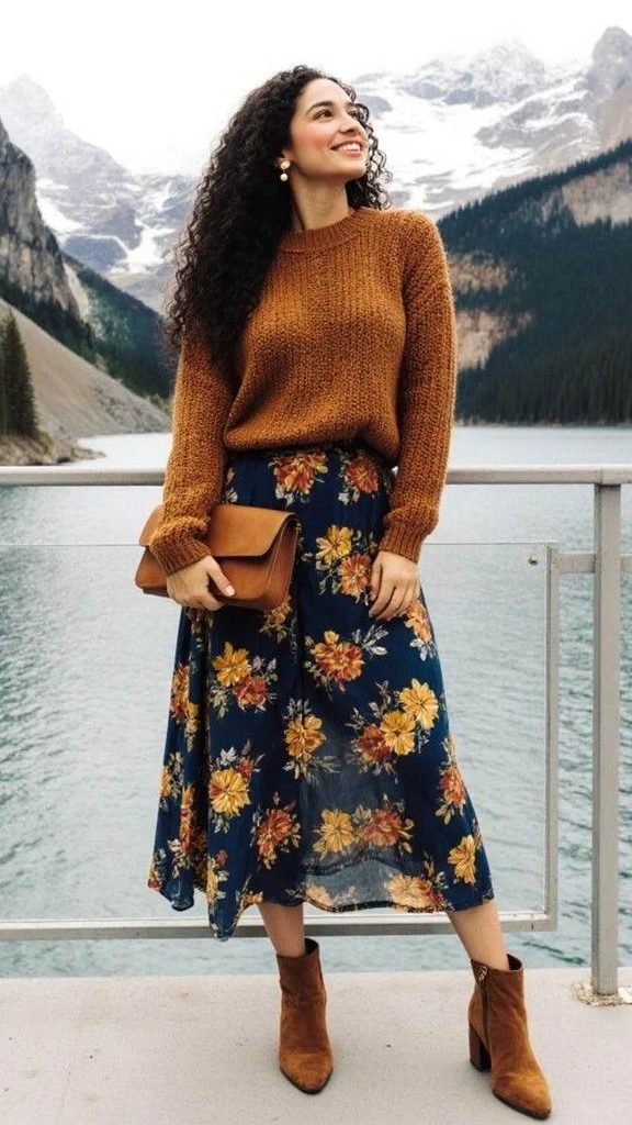 The Cozy-Girl Guide to 17 Boho Fall Outfits That Feel Effortlessly Stylish 9 Chunky Knit Sweater With a Maxi Skirt