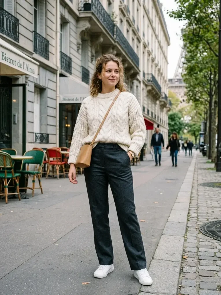 17 Fall Fashion Outfits That Will Instantly Upgrade Your Autumn Wardrobe 3 Chunky Knit with Tailored Trousers