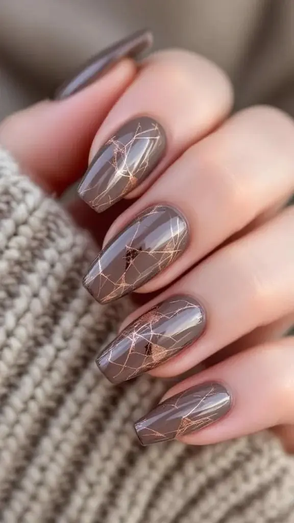 18 Fall Almond Nails That Will Make You Ditch Your Basic Manicure Forever 15 Cinnamon Swirl Marble