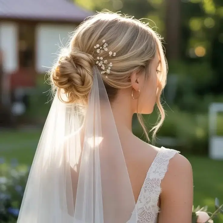 The Bridal Lookbook: 18 Wedding Hairstyles with Veil That Feel Truly Special 7 Classic Chignon with a Blusher Veil