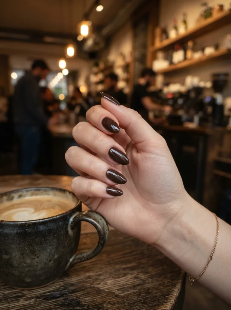 17 Brown Fall Nails That Look Expensive, Cozy, and Perfect for Autumn 2 Classic Espresso Gloss brown fall nails