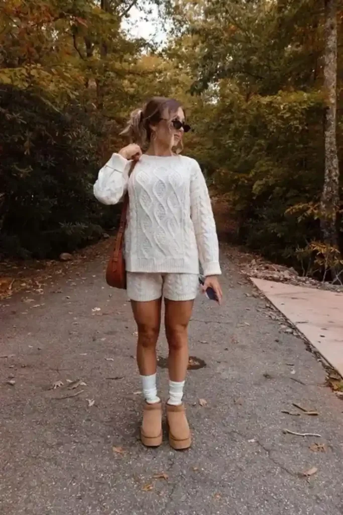 Cozy Shoes, Better Outfits: 15 Uggs Fall Outfits You’ll Live In 2 Classic Ugg Boots With a Sweater Romper