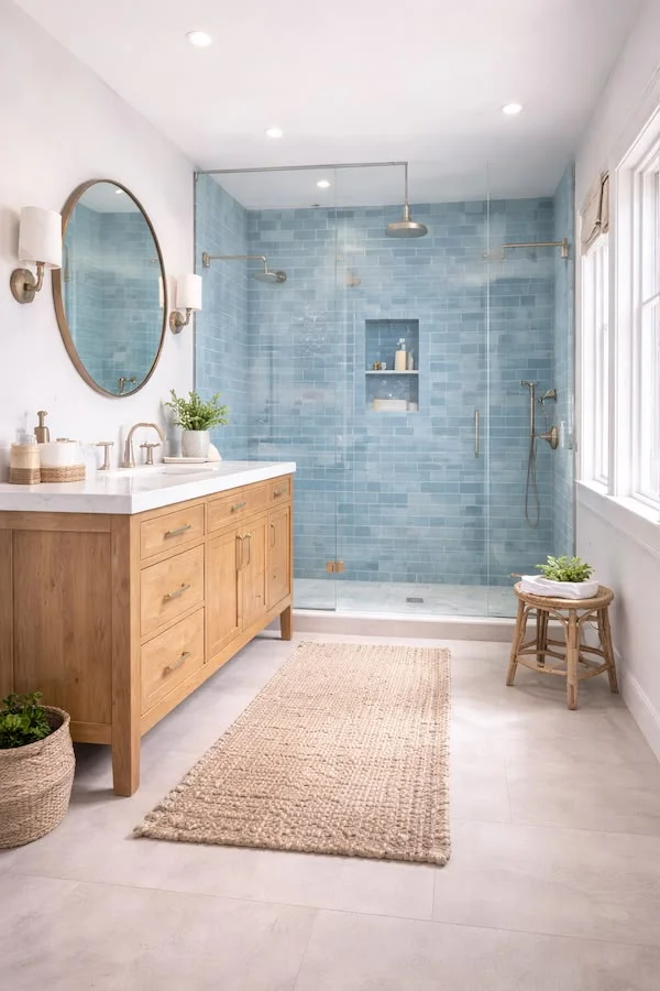 19 Blue Bathroom Ideas That Look Straight Out of a Pinterest Dream Board 5 Coastal Blue Bathroom Vibes