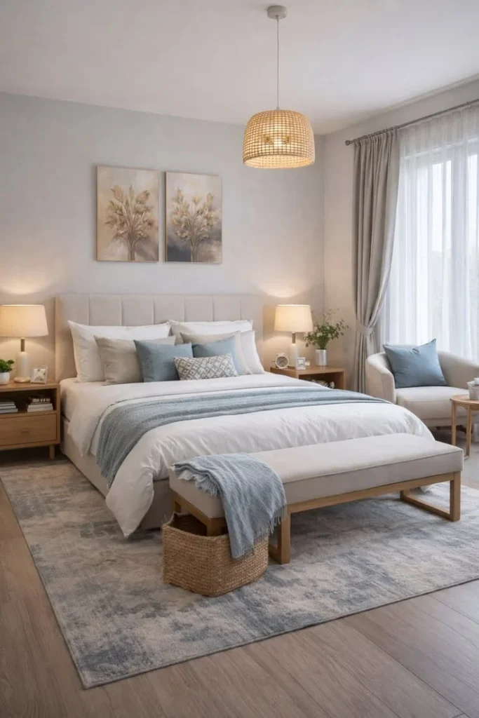 18 Blue Bedroom Ideas That Are Giving “Main Character Energy” Right Now 4 Coastal Blue and Sandy Beige Combo