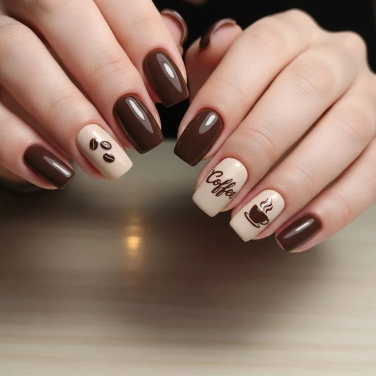 17 Short Fall Nails That Prove Small Nails Can Look Expensive 17 Coffee Inspired Short Nails