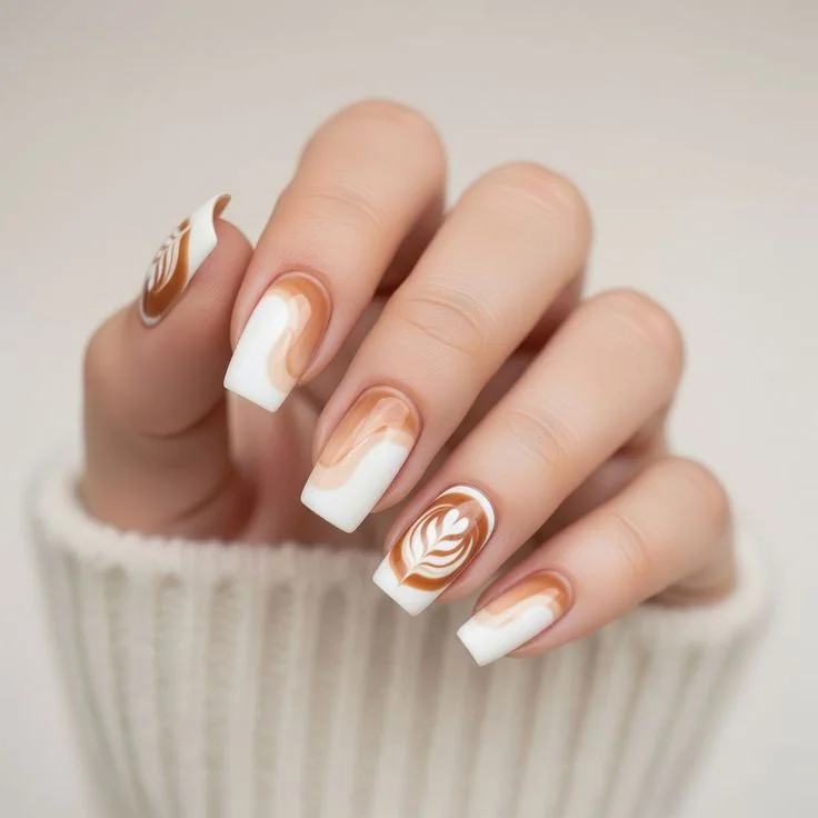 16 Cute Fall Nails That Make Your Cozy Season Look 10x Better 12 Coffee Latte Inspired Nails
