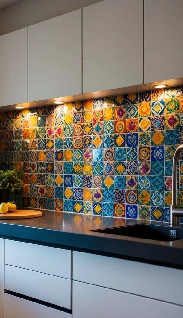 17 Kitchen Backsplash Ideas That Are So Chic, You’ll Suddenly Want to Cook Every Night 13 Colorful Mosaic Tiles